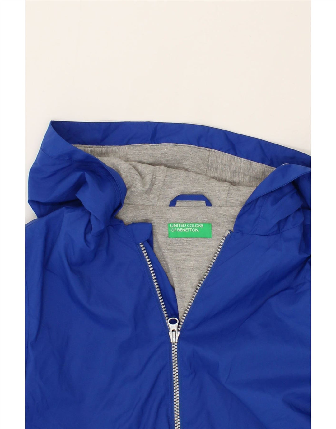 BENETTON Boys Graphic Hooded Rain Jacket 10-11 Years XL Blue Polyester Vintage Benetton and Second-Hand Benetton from Messina Hembry 