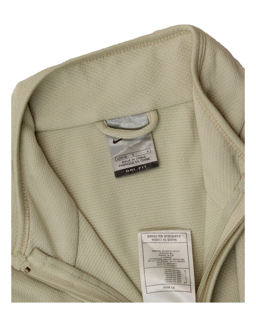 NIKE Girls Dri Fit Tracksuit Top Jacket 12-13 Years Large Beige Polyester Vintage Nike and Second-Hand Nike from Messina Hembry 