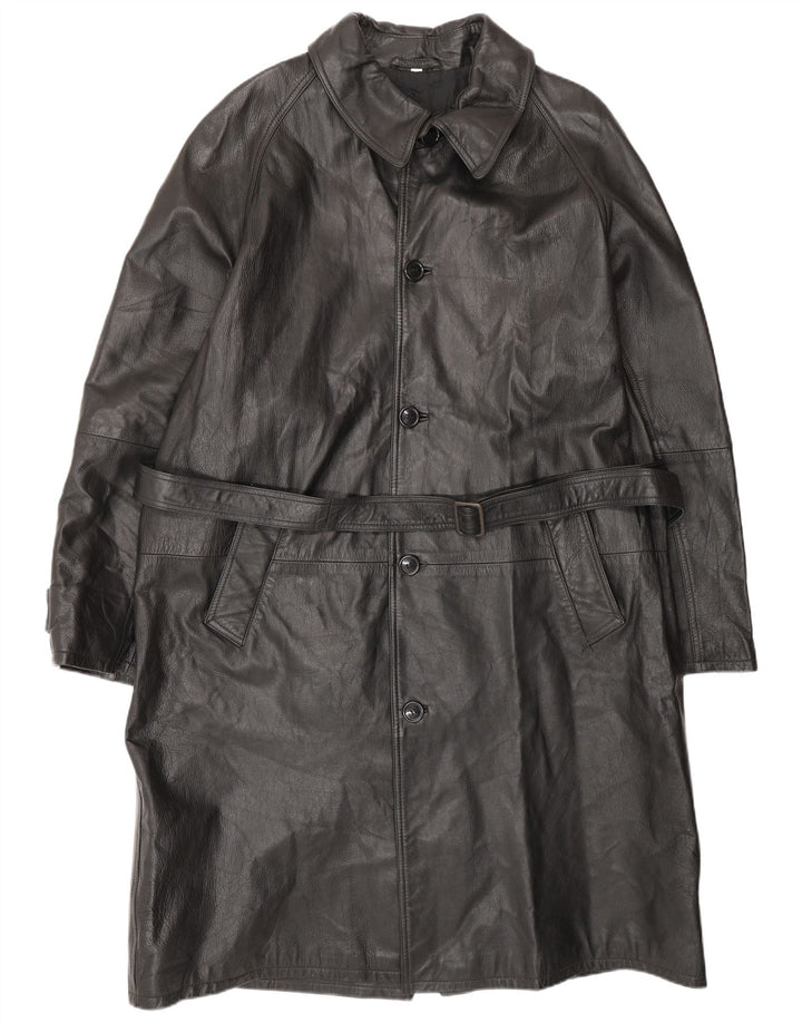 Мужское кожаное пальто VINTAGE IT 52 XL Черное кожаное