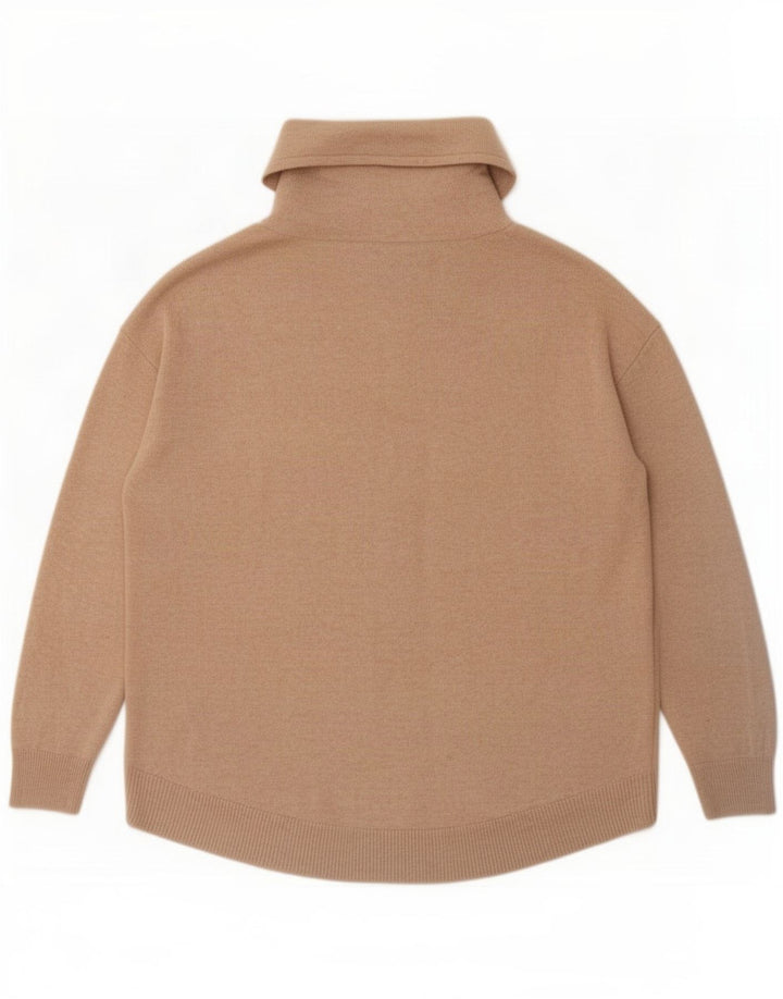 Женский свободный джемпер с высоким воротником Massimo Dutti UK 10, маленький бежевый