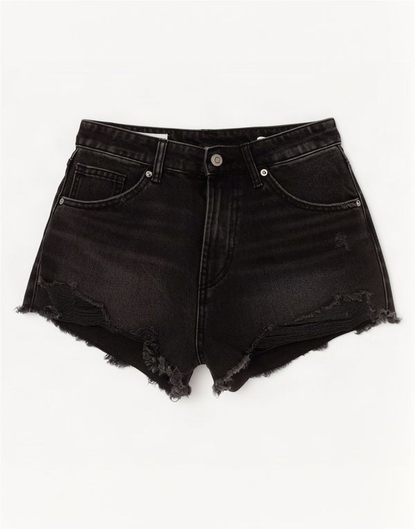 Женские джинсовые шорты Zara с высокой талией, потертые, EU 36 XS W26, серый хлопок