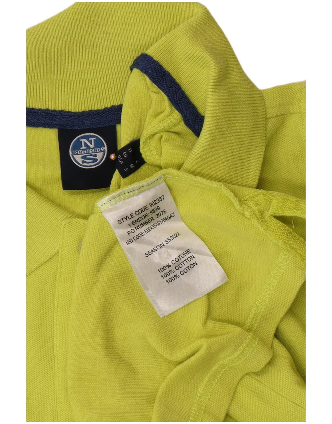 Мужская рубашка поло NORTH SAILS, хлопковая, среднего зеленого цвета