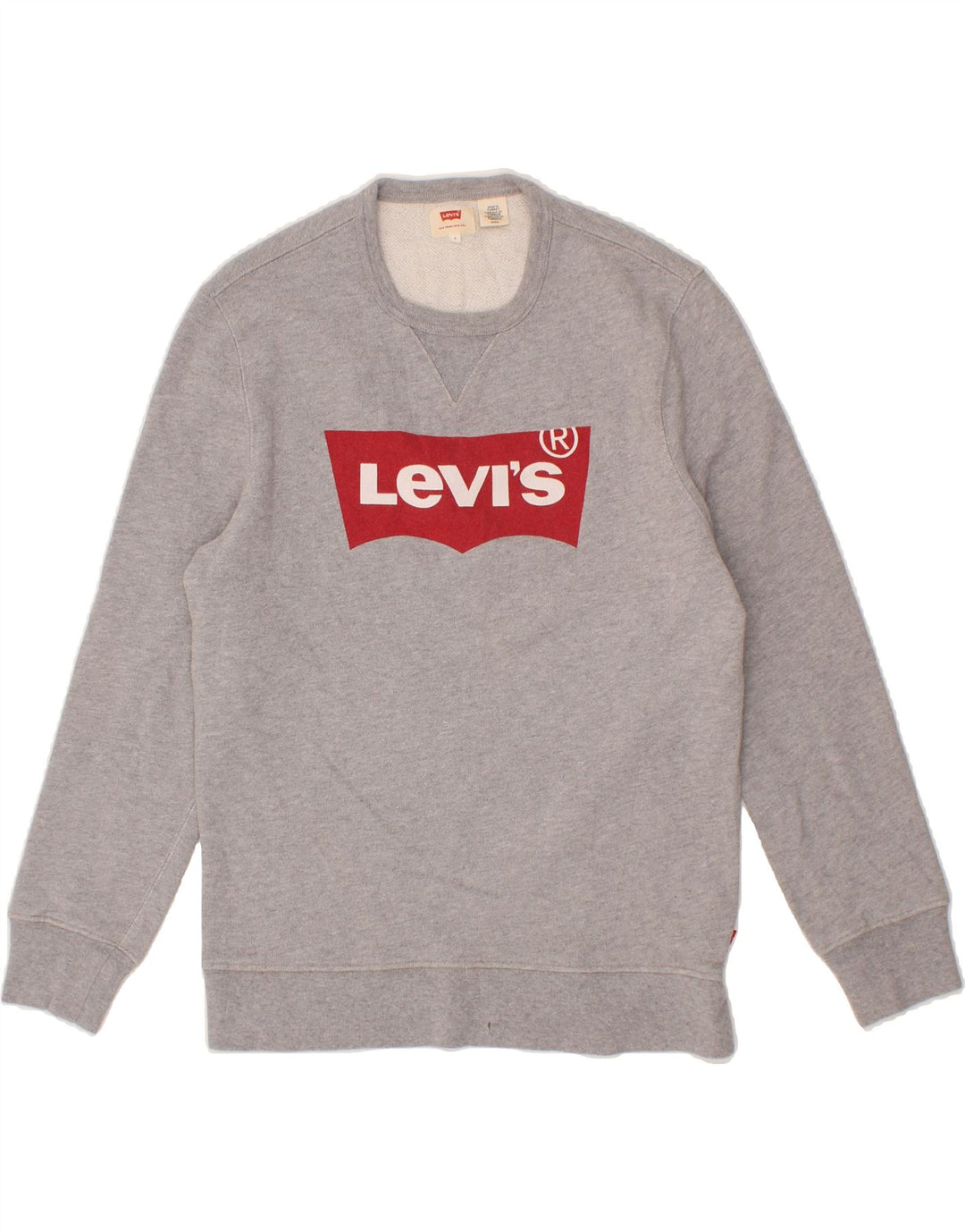 LEVI'S Mens Graphic Sweatshirt Jumper Small Grey Cotton Vintage Levi's and Second-Hand Levi's from Messina Hembry 