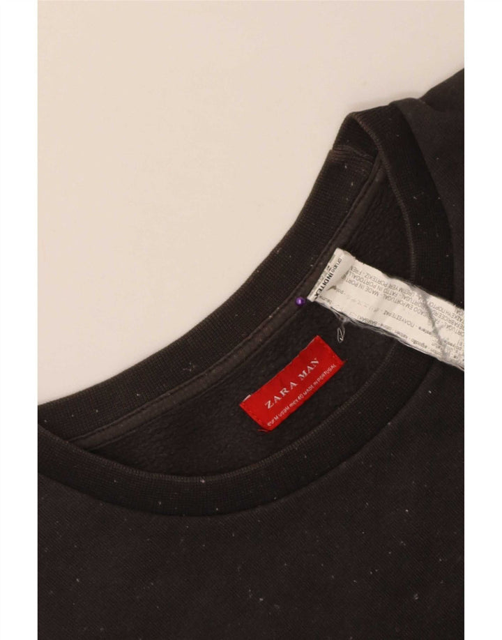 Мужской свитшот Zara, хлопковый джемпер среднего размера, черный