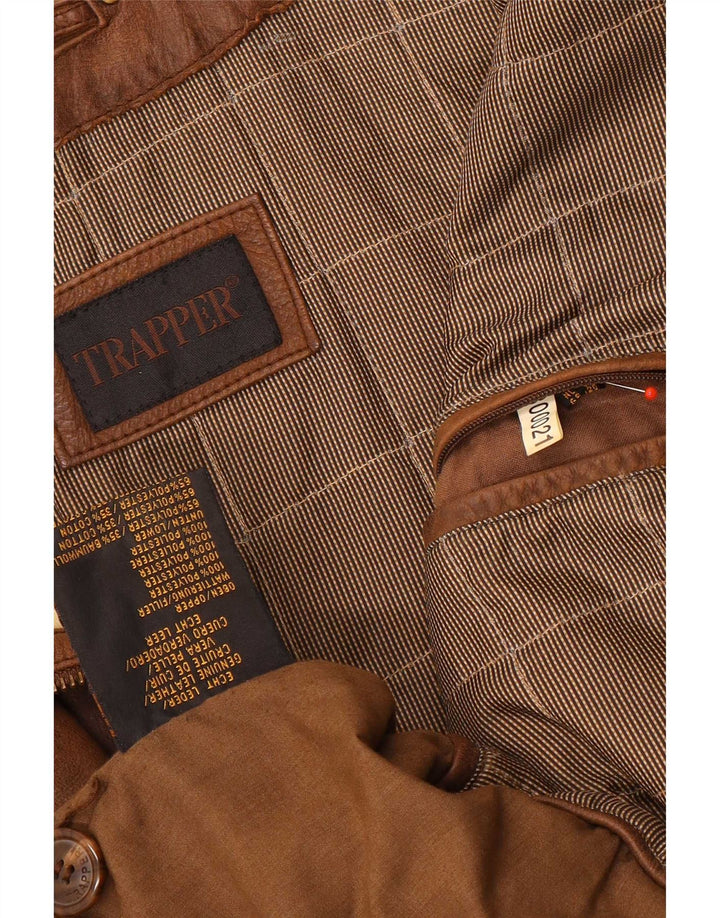 Мужская кожаная куртка Trapper UK 50 5XL коричневая