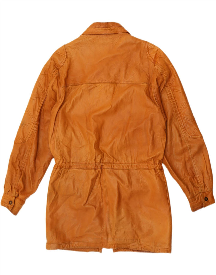Винтажная мужская кожаная куртка UK 40, большая коричневая