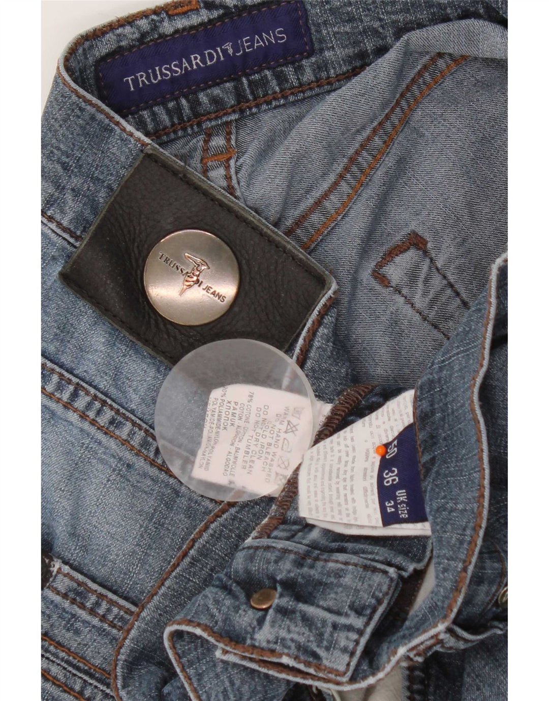Мужские прямые джинсы Trussardi W34 L32 синие, хлопок