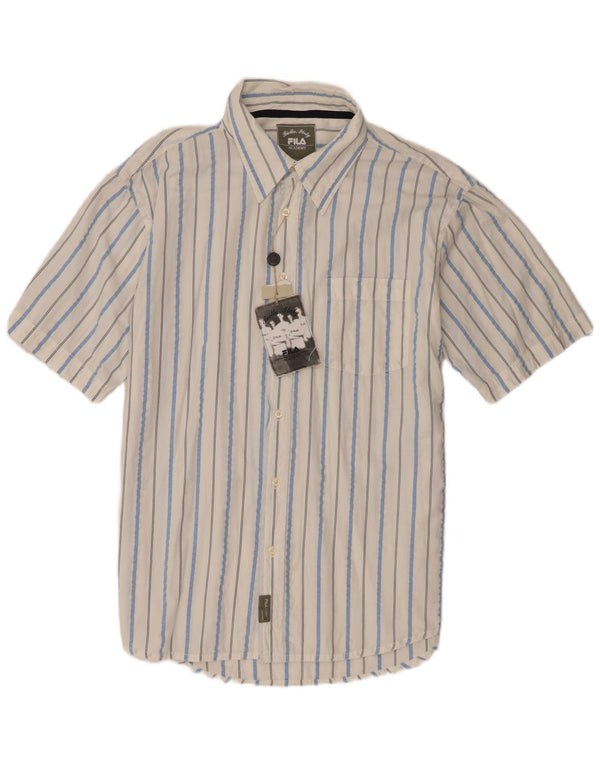 Fila Мужская рубашка с коротким рукавом 2XL, белая хлопковая полоска
