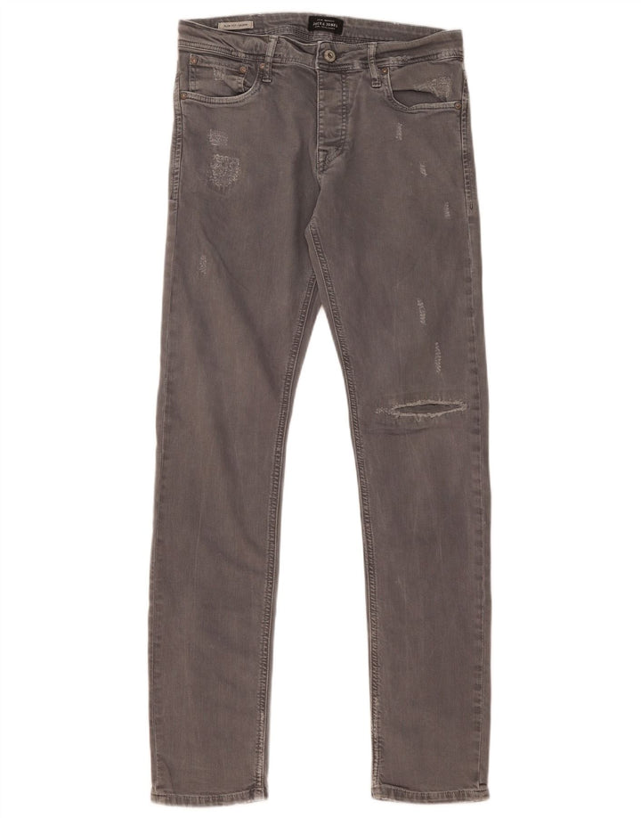 Мужские потертые узкие джинсы GLENN Jack & Jones W31 L32, серый хлопок
