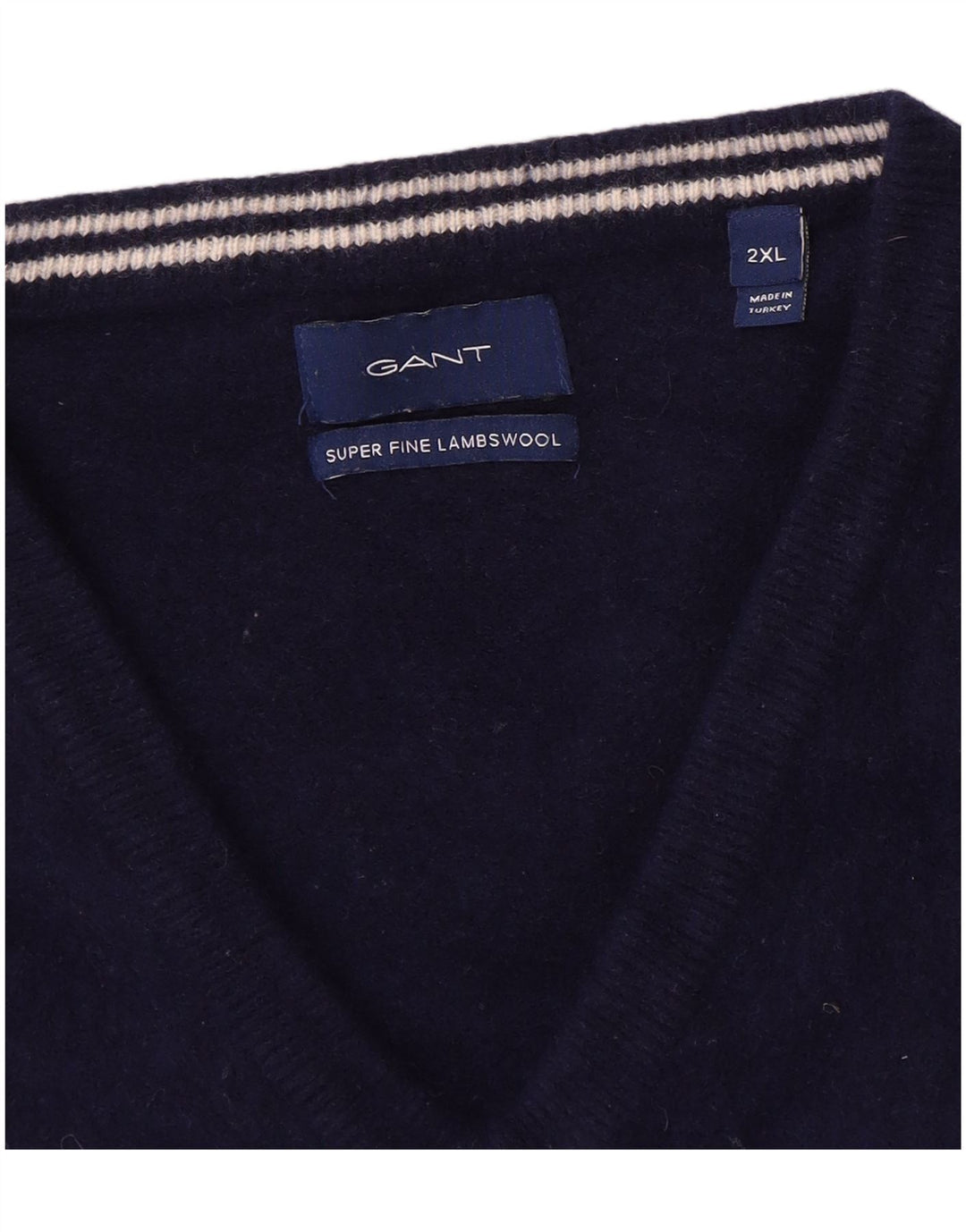 Мужской свитер Gant с v-образным вырезом 2XL, темно-синий, шерсть