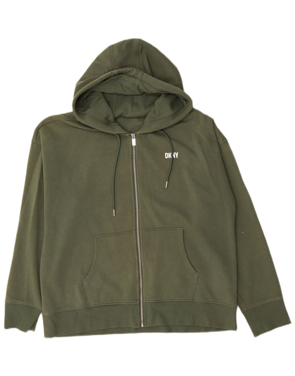Женский свитер с капюшоном на молнии Dkny UK 18 XL, зеленый хлопок