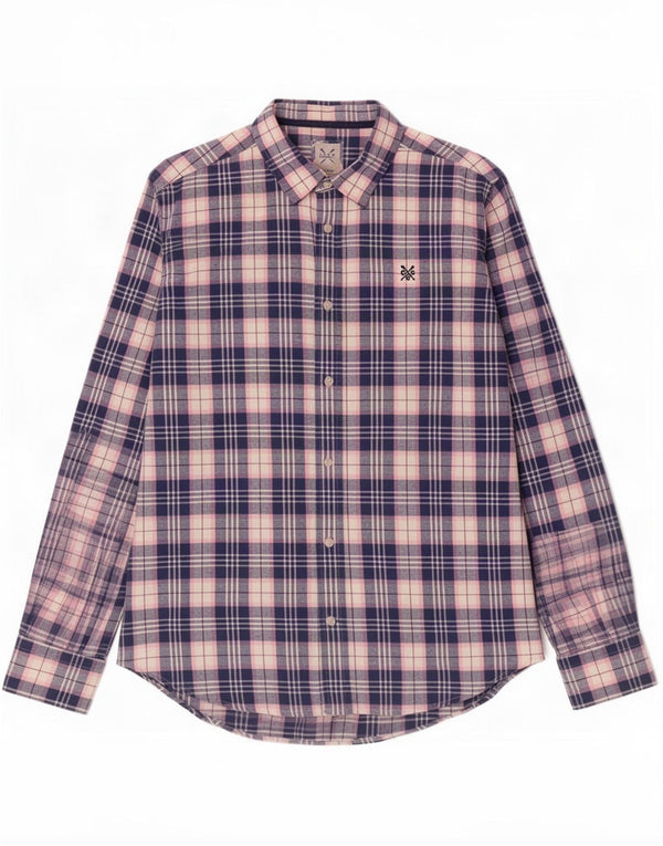 Crew Clothing Мужская фланелевая рубашка классического кроя в большую синюю клетку