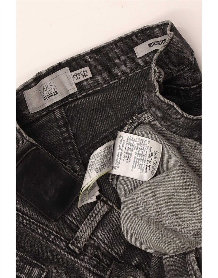 Мужские прямые джинсы Marks & Spencer W34 L29 серого цвета, хлопок