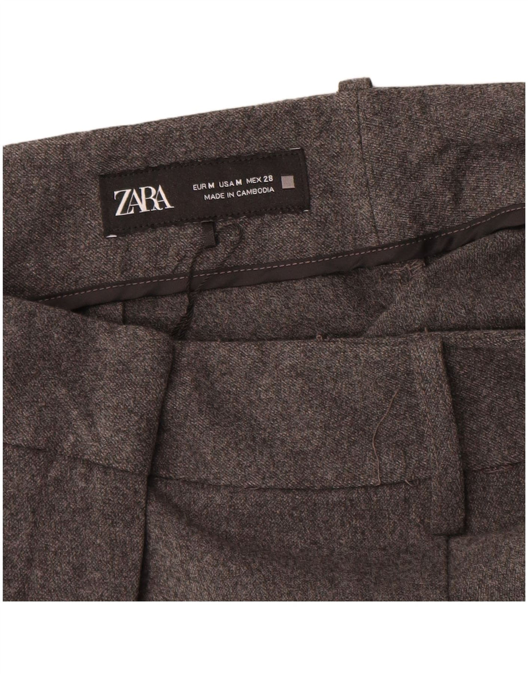 Женские брюки чинос с завышенной талией Zara, средние W28 L27, серый полиэстер