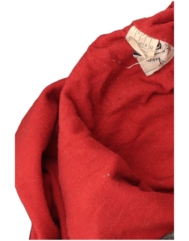 VINTAGE Женское кожаное пальто оверсайз с капюшоном IT 42 Medium Black Leather