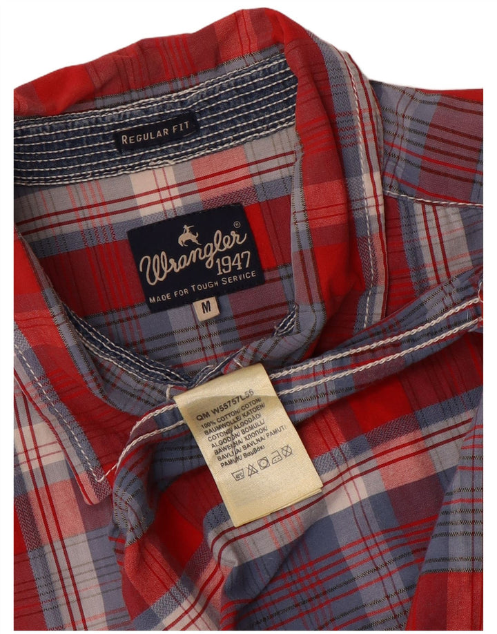 Мужская рубашка стандартного кроя с коротким рукавом Wrangler, хлопковая синяя клетка среднего размера