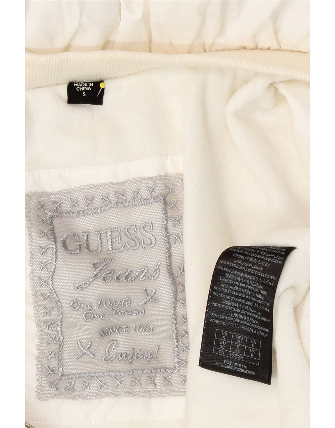 Guess Женская утепленная куртка оверсайз UK 6 XS, белый полиэстер