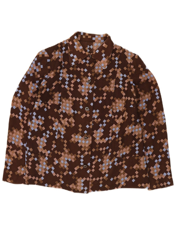 Женский бомбер VINTAGE UK 12, средний коричневый с геометрическим узором