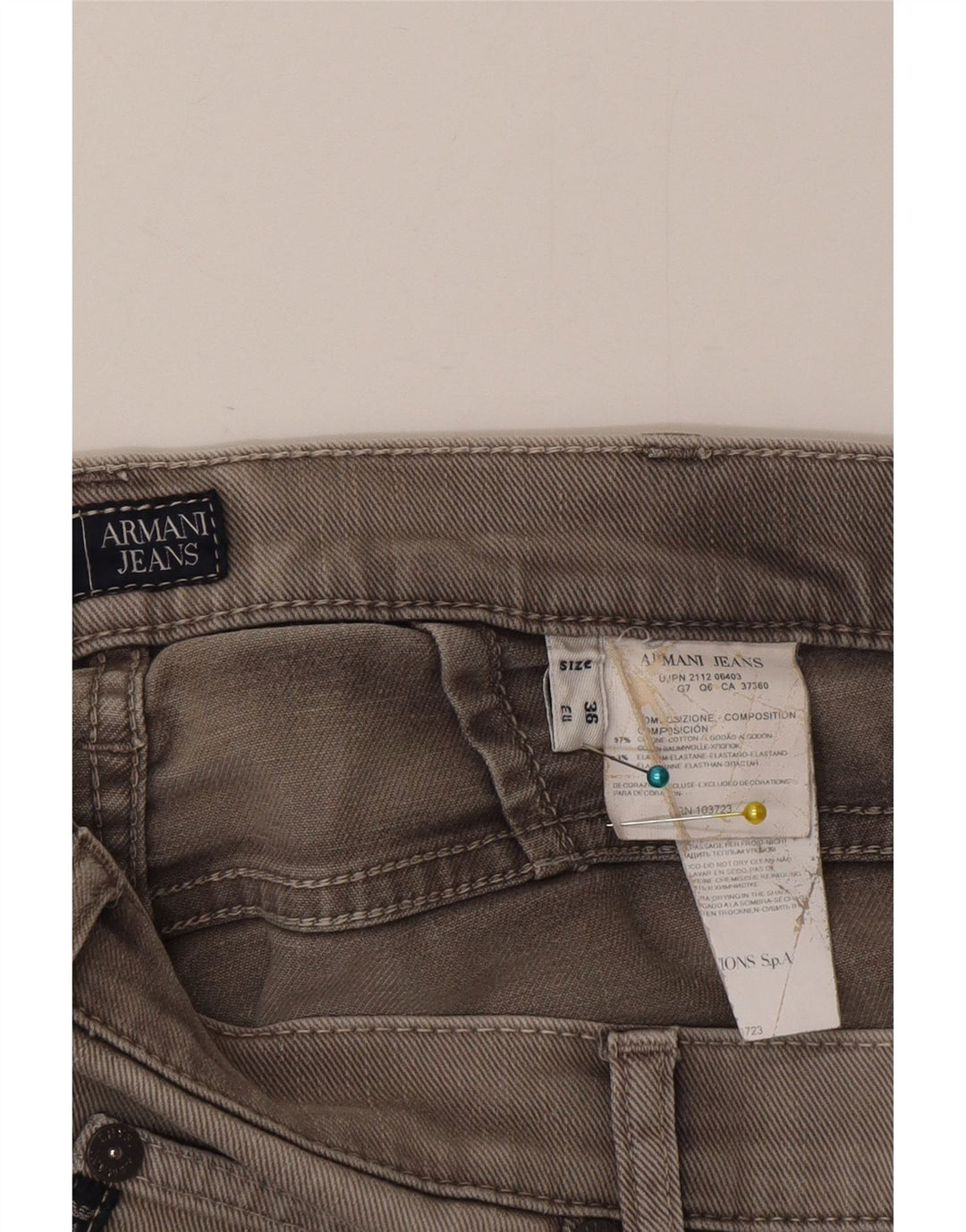 Мужские прямые джинсы Armani W36 L35 серые, хлопок