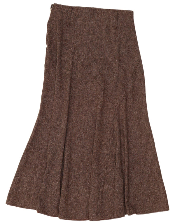 ZARA Womens High Waist Maxi Skirt EU 42 Large W30  Brown Flecked