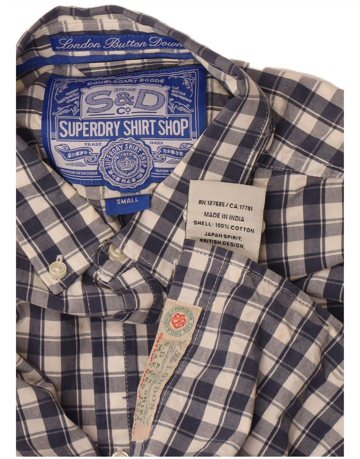 Мужская рубашка Superdry, маленькая, темно-синяя, в клетку, хлопок