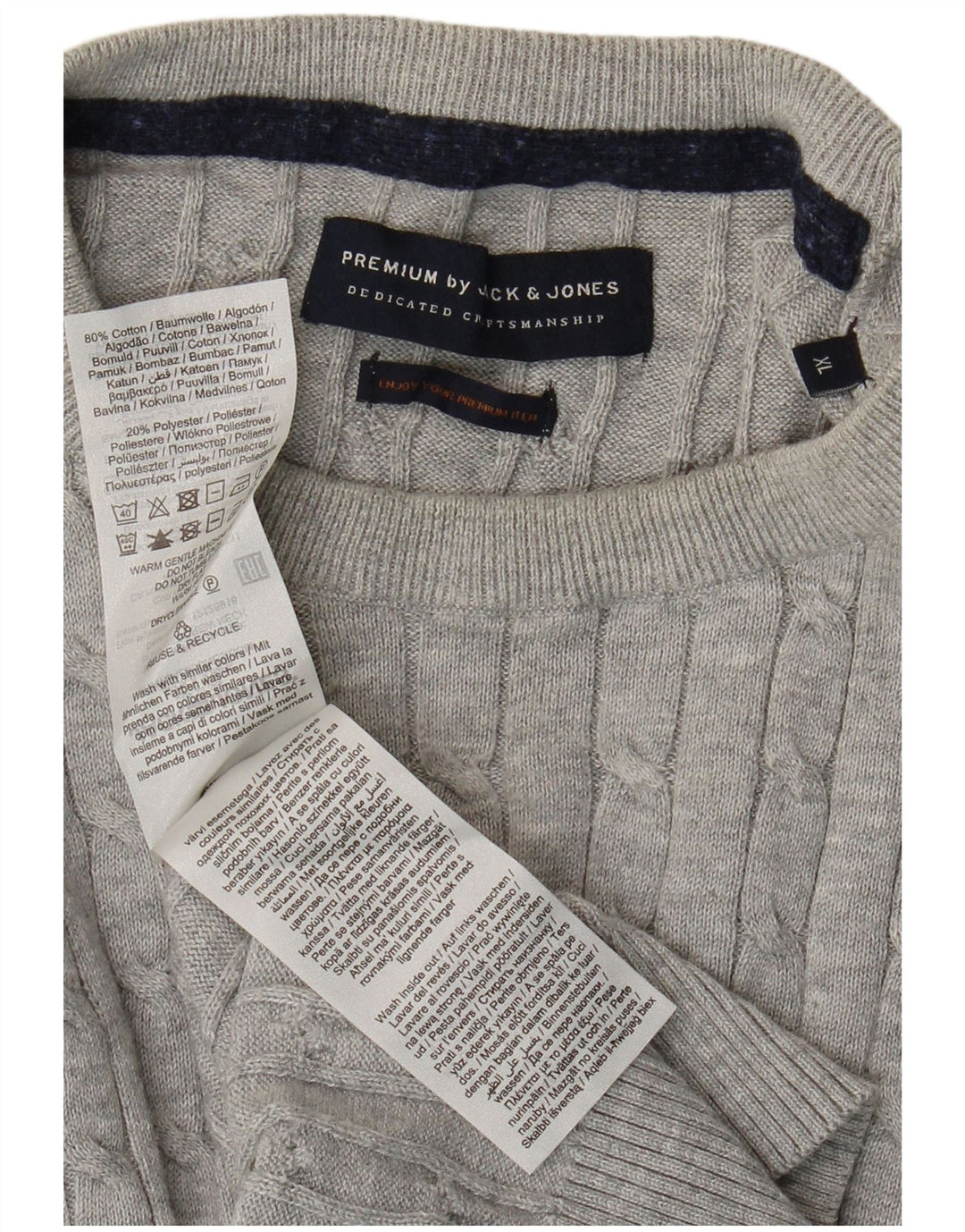 JACK & JONES Мужской джемпер с круглым вырезом XL, серый хлопок