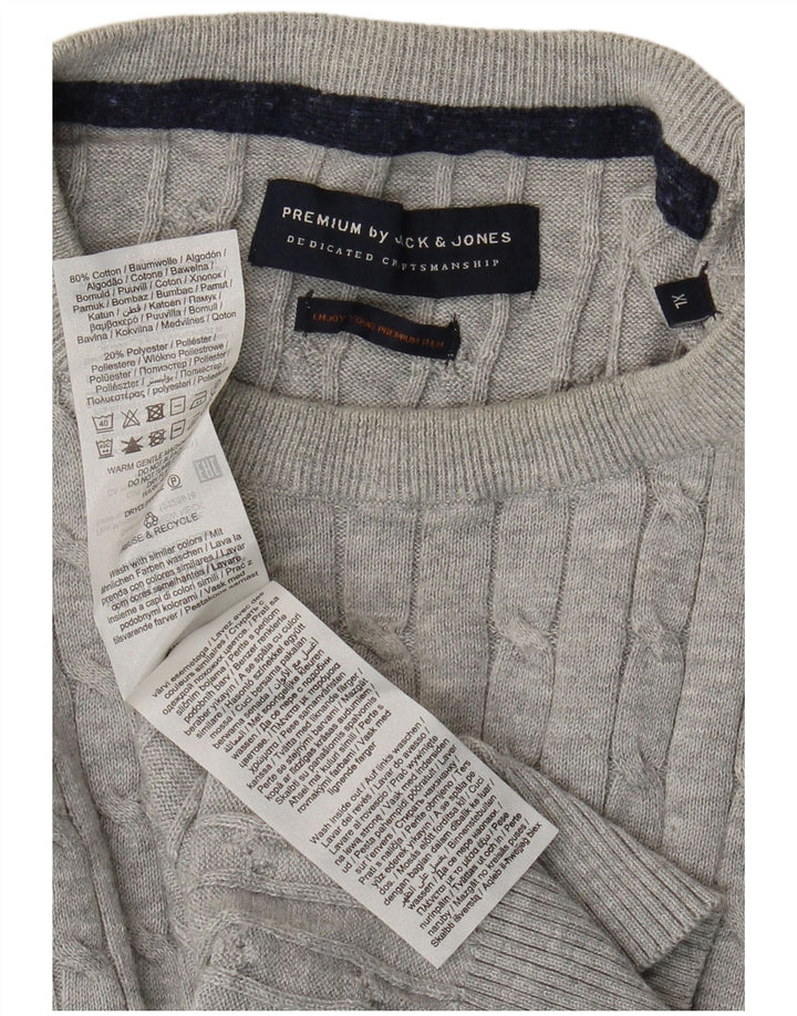 JACK & JONES Мужской джемпер с круглым вырезом XL, серый хлопок