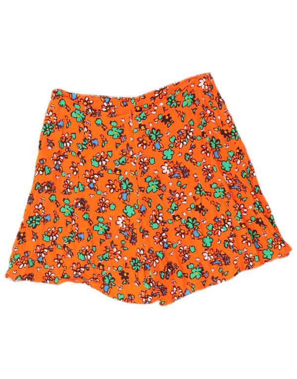 TOPSHOP Женские повседневные широкие шорты UK 8 Small W26 Оранжевый цветочный принт