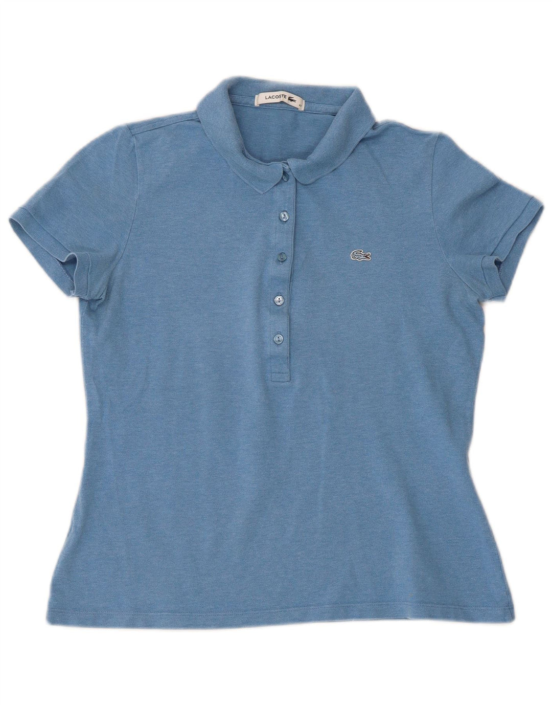 Lacoste Женская рубашка-поло обычного кроя с короткими рукавами, размер 40, средний синий