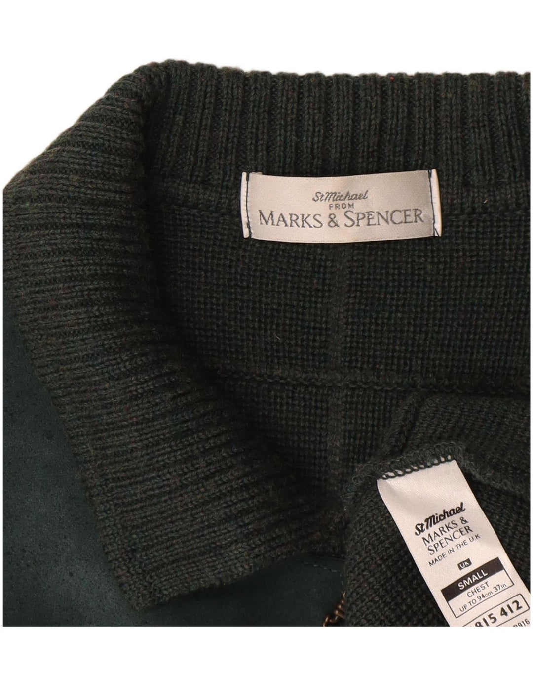 Мужской кардиган Marks & Spencer St. Michael, маленький зеленый шерстяной свитер в клетку