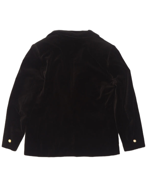 Vintage Womens 1 Button Velvet Blazer Jacket IT 50 XL Black Cotton