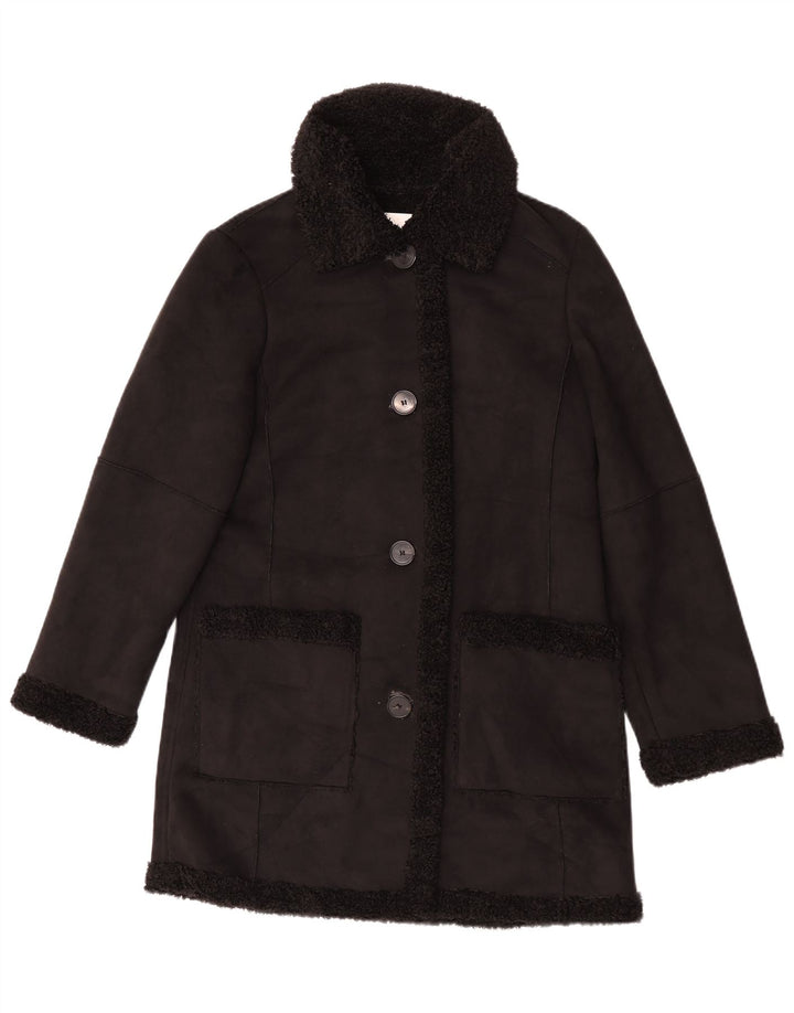 Женское пальто из шерпы Zara UK 10, маленькое черное