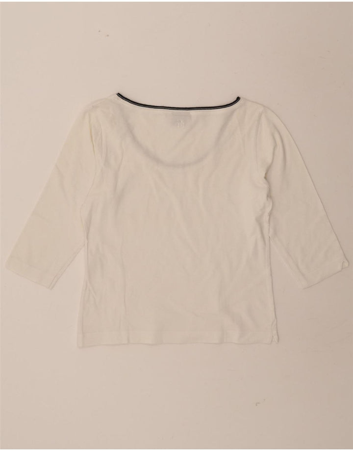 TRUSSARDI JEANS Womens Top 3/4 Sleeve UK 14 Medium White Cotton Vintage Trussardi Jeans and Second-Hand Trussardi Jeans from Messina Hembry 