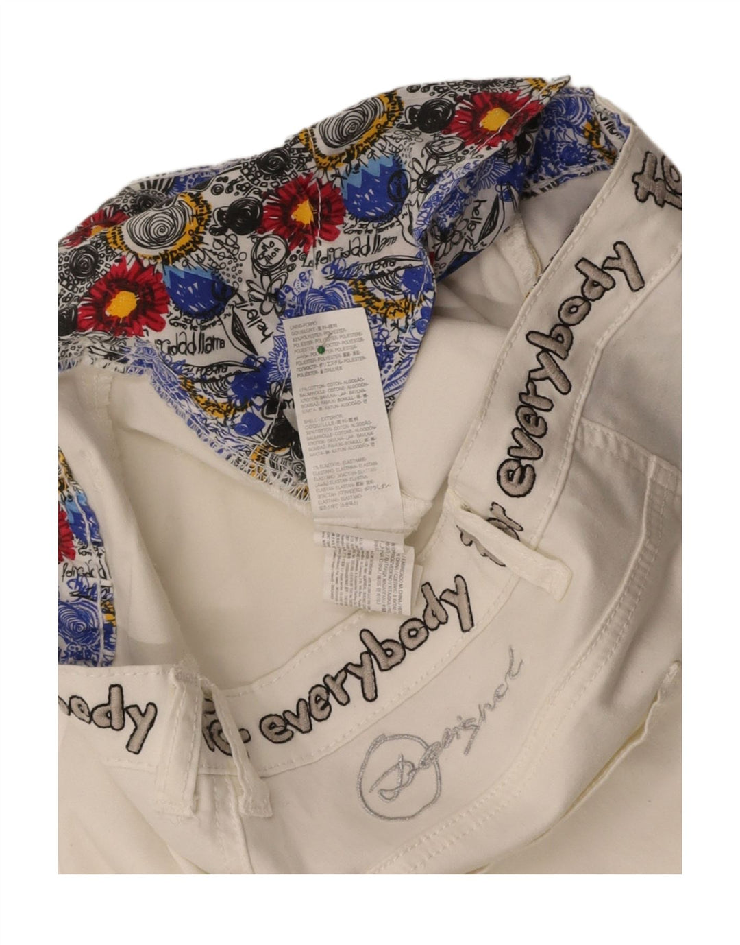 DESIGUAL Womens Graphic Slim Casual Trousers W28 L31 White Polyester