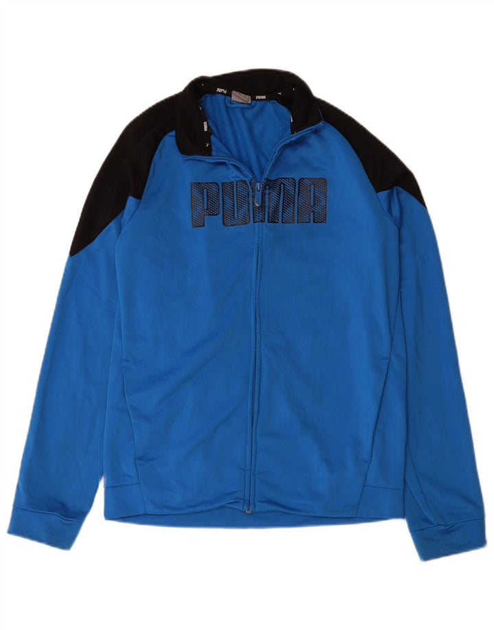 Спортивный костюм Puma для мальчиков с графическим рисунком, верхняя куртка 15–16 лет, синяя с цветными блоками