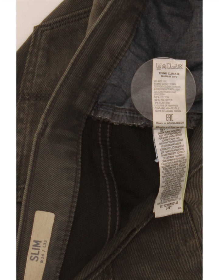 Мужские узкие джинсы Marks & Spencer W34 L33 серые, хлопок