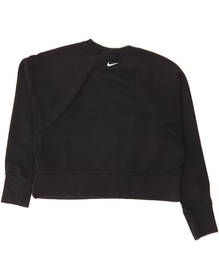 NIKE Womens Graphic Crop Sweatshirt Jumper UK 14 Medium Black Vintage Nike and Second-Hand Nike from Messina Hembry 