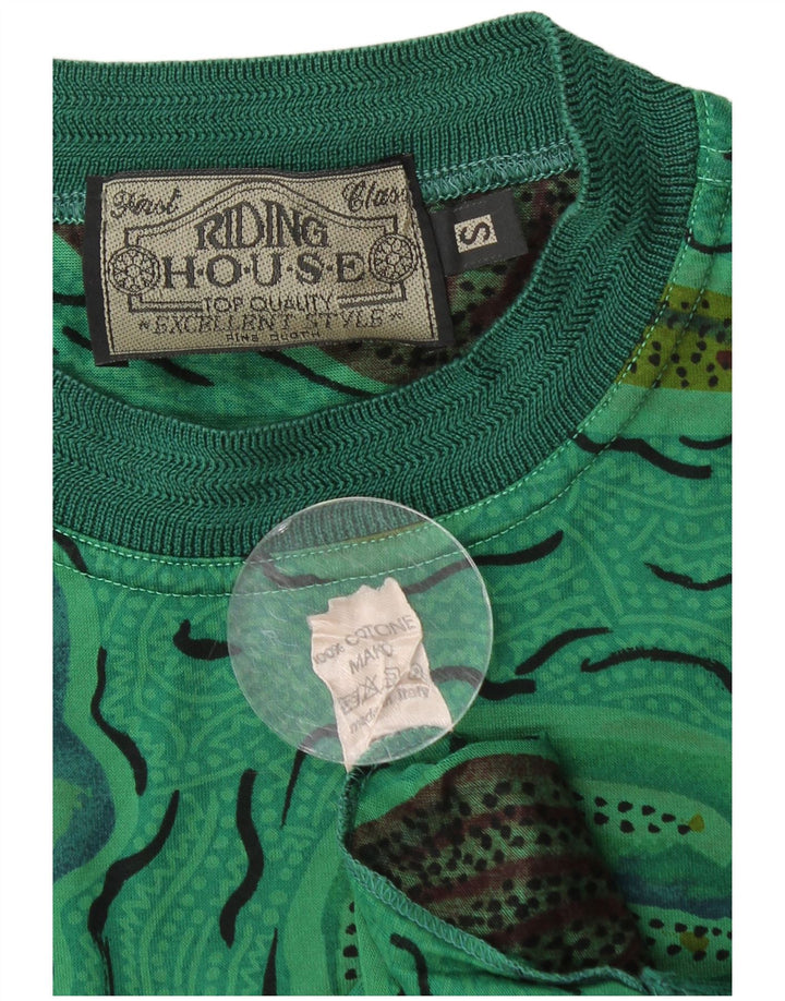 ВИНТАЖНАЯ мужская футболка с абстрактным узором, маленький зеленый хлопковый топ