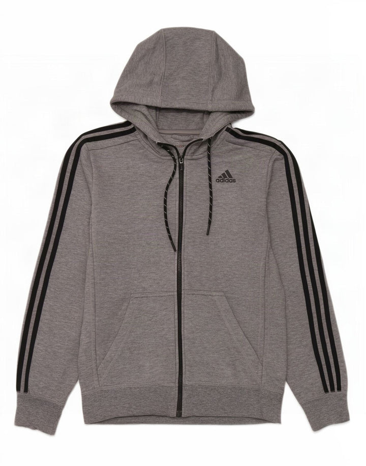 Мужской свитер с капюшоном Adidas Climalite на молнии, маленький серый, из полиэстера с крапинками