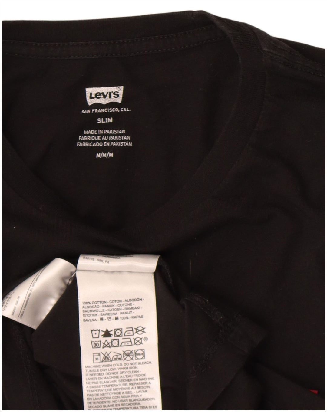 Мужская футболка облегающего кроя LEVI'S, черный хлопок, средний размер
