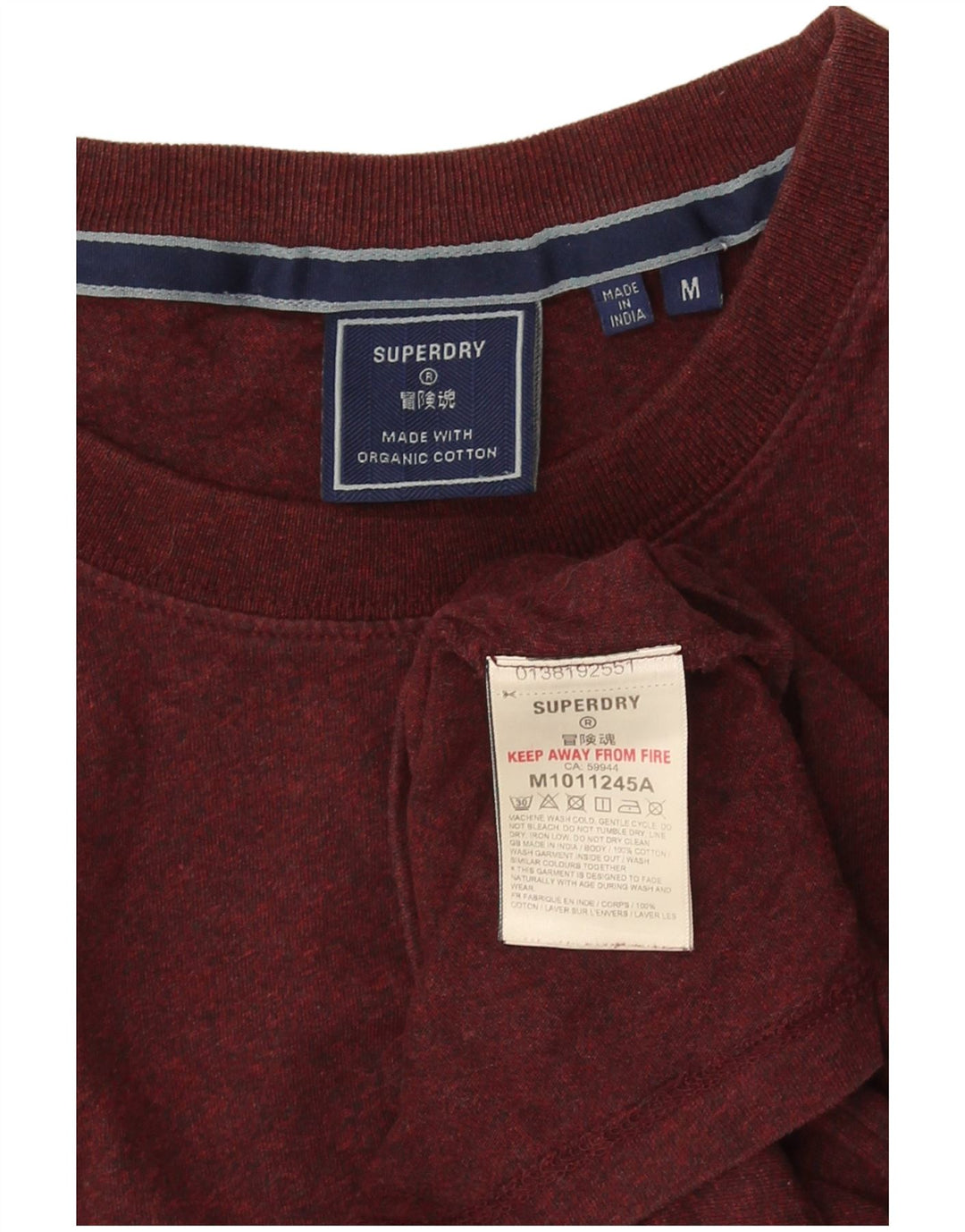 Мужская футболка Superdry Top среднего бордового цвета с крапинками, хлопок