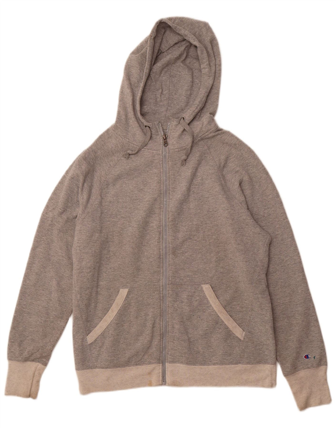 CHAMPION Womens Zip Hoodie Sweater Large Grey Colourblock