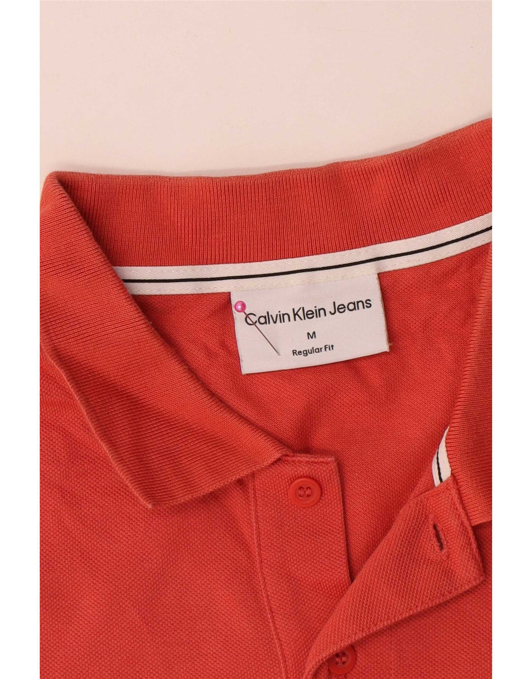 Мужская рубашка-поло обычного кроя Calvin Klein Jeans, хлопковая ткань среднего оранжевого цвета
