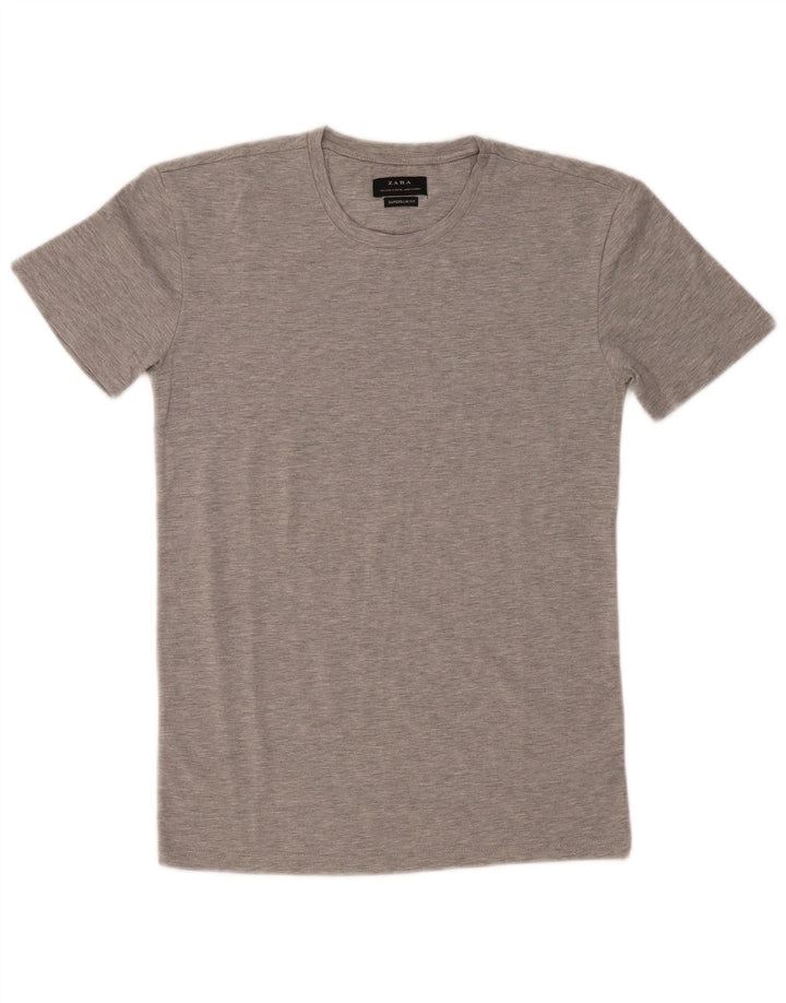 Мужская футболка Super Slim Fit Zara, маленький серый в крапинку