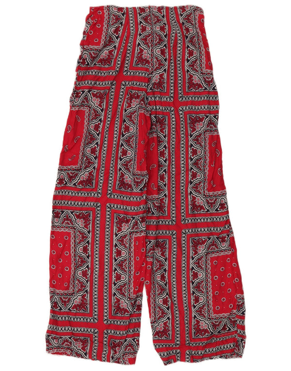 Egoiste Womens High Waist Trousers IT 40 Small W26 L30 Red Paisley