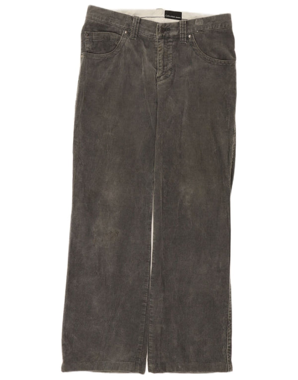 CALVIN KLEIN Mens Straight Corduroy Trousers W32 L30  Grey Cotton