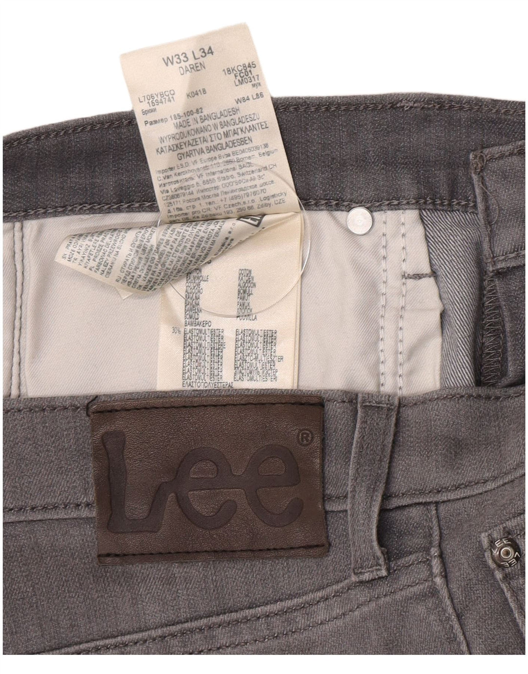 Мужские джинсы Lee Daren Slim W33 L34, серый хлопок