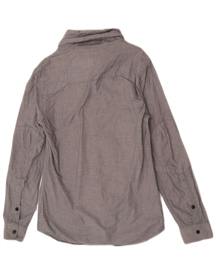 Мужская рубашка с высоким воротником Jack & Jones, маленькая серая, хлопковая