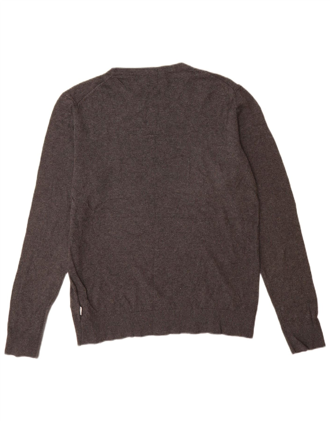 Мужской джемпер с круглым вырезом Jack & Jones, хлопковый свитер среднего серого цвета