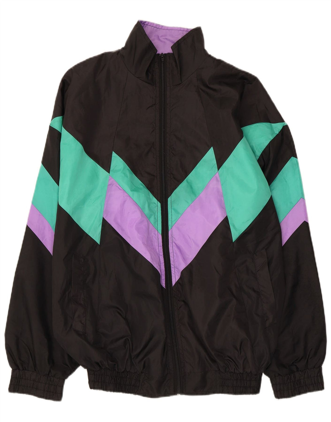 Винтажный мужской спортивный костюм, верхняя куртка, большая черная цветная блокировка